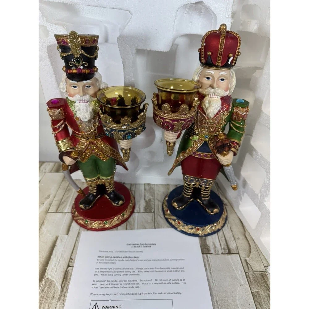 NEW Costco Pair 13 “ Nutcracker Candle Holders Christmas  Set In Box  #764764